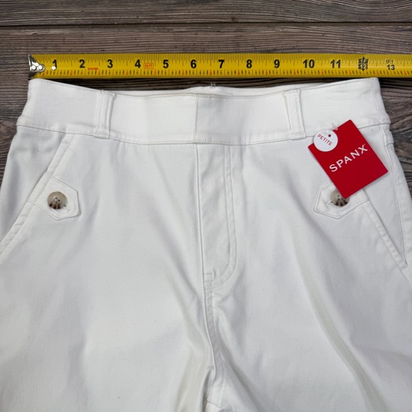 Spanx Women Stretch Twill Cropped Wide Leg Pants Size Small Petite White New - Picture 8 of 9
